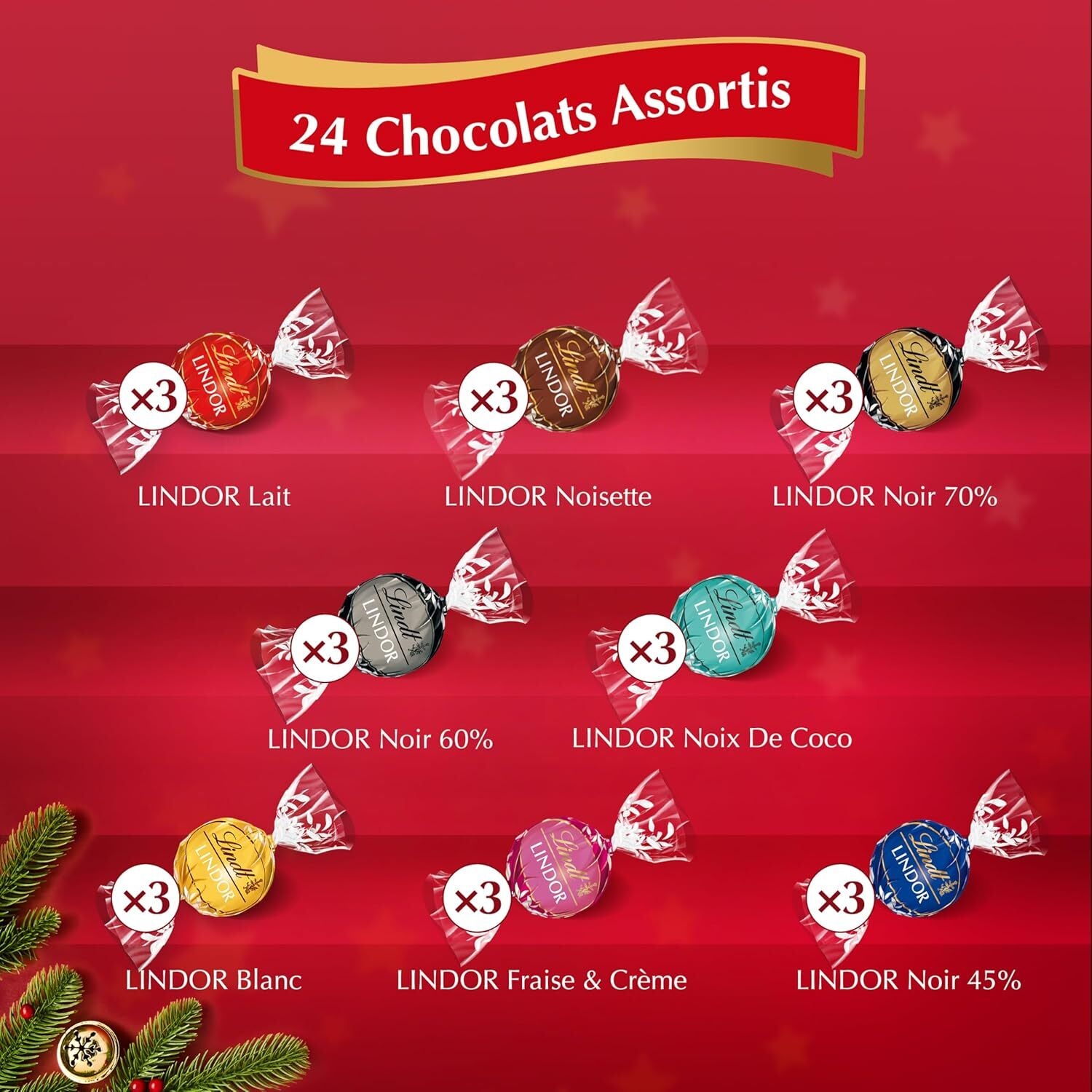 Calendrier de l'Avent LINDOR - Lindt 312g